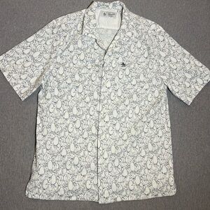 Original Penguin EcoVero PENGUINS Print Shirt MENS Medium White Black Bird